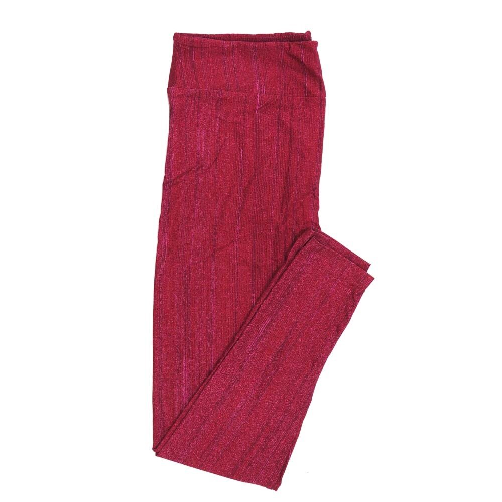 LuLaRoe TC2 TCTWO Valentines Micro Strip Maroon Gray Leggings fits Adult sizes 18-26  9118-B