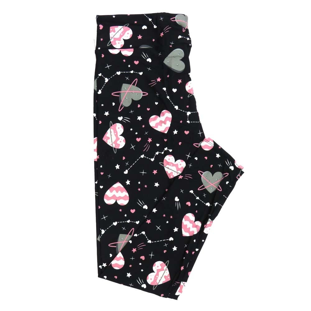 LuLaRoe TC2 TCTWO Valentines Space Hearts Zodiac Signs Big Dipper Constellations Black White Pink Stars Leggings fits Adult sizes 18-26  9118-C