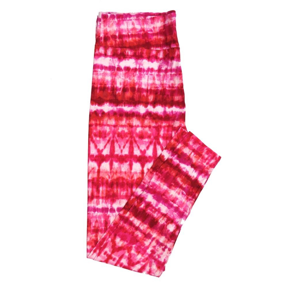 LuLaRoe TC2 TCTWO Valentines Tye Dye Stripe Pink Red Leggings fits Adult sizes 18-26  9119-D