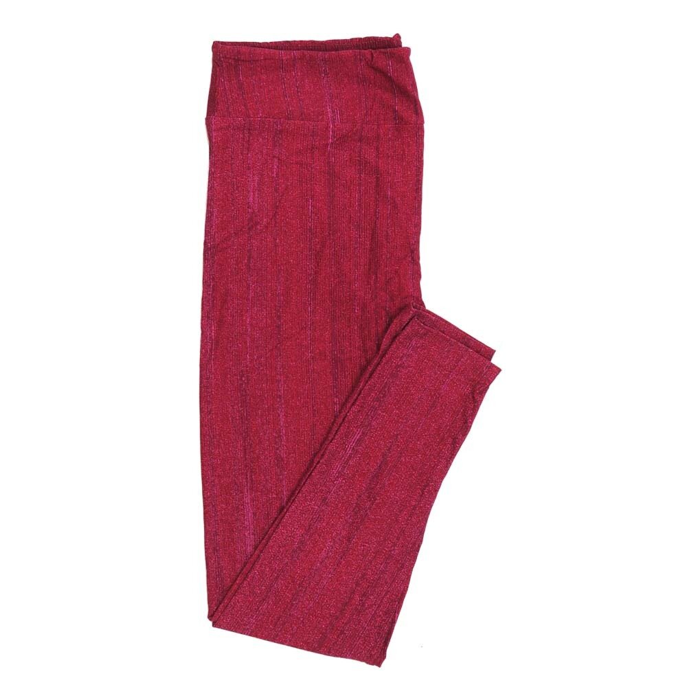 LuLaRoe Tween TW Valentines Micro Strip Maroon Gray Leggings fits Adult sizes 00-0 3409-C
