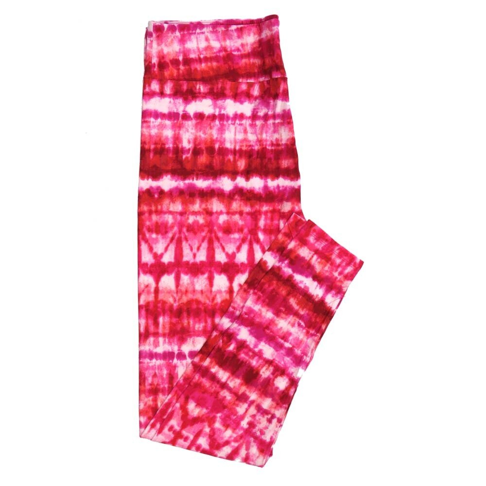 LuLaRoe Tween TW Valentines Tye Dye Stripe Pink Red Leggings fits Adult sizes 00-0  3410-E
