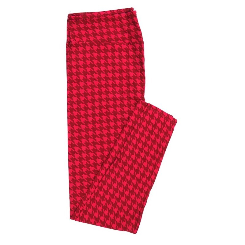 LuLaRoe Tween TW Valentines Houndstooth Red Pink Leggings fits Adult sizes 00-0  3408-E