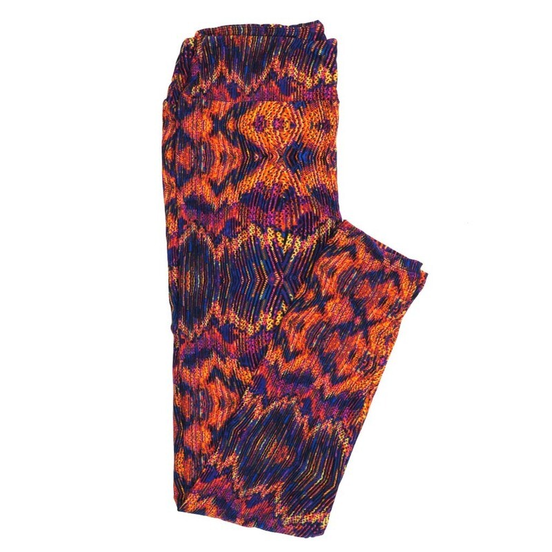 LuLaRoe One Size OS 70s Trippy Psychedelic Orange Blue Leggings (OS fits Adults 2-10)