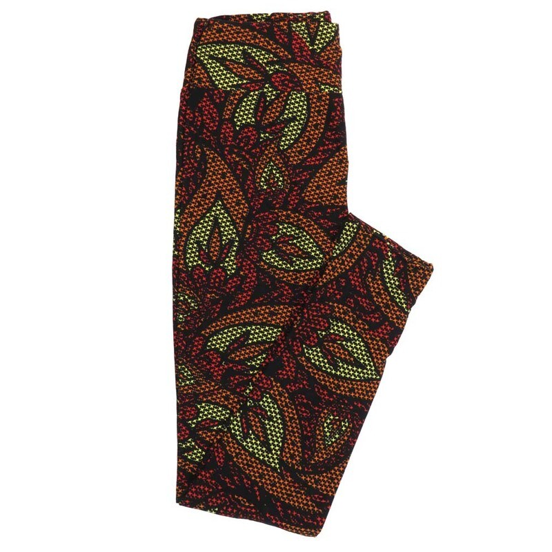 LuLaRoe One Size OS Paisley Black Pink Orange Yellow polka dot Floral Leggings (OS fits Adults 2-10)