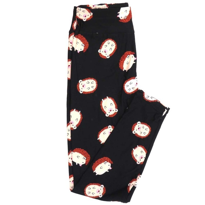 LuLaRoe One Size OS Hedgehogs Black White Buttery Soft Leggings - OS fits Adults 2-10