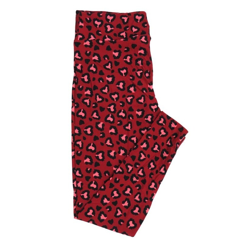 LuLaRoe Tween TW Valentines Animal Cheetah Print Pink Black Light Pink Leggings fits Adult sizes 00-0  3407-C