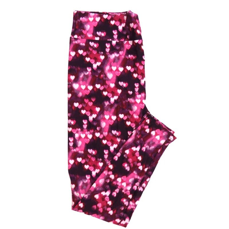LuLaRoe Tween TW Valentines Ethereal Hearts Batik Dye Red White Pink Leggings fits Adult sizes 00-0  3409-B