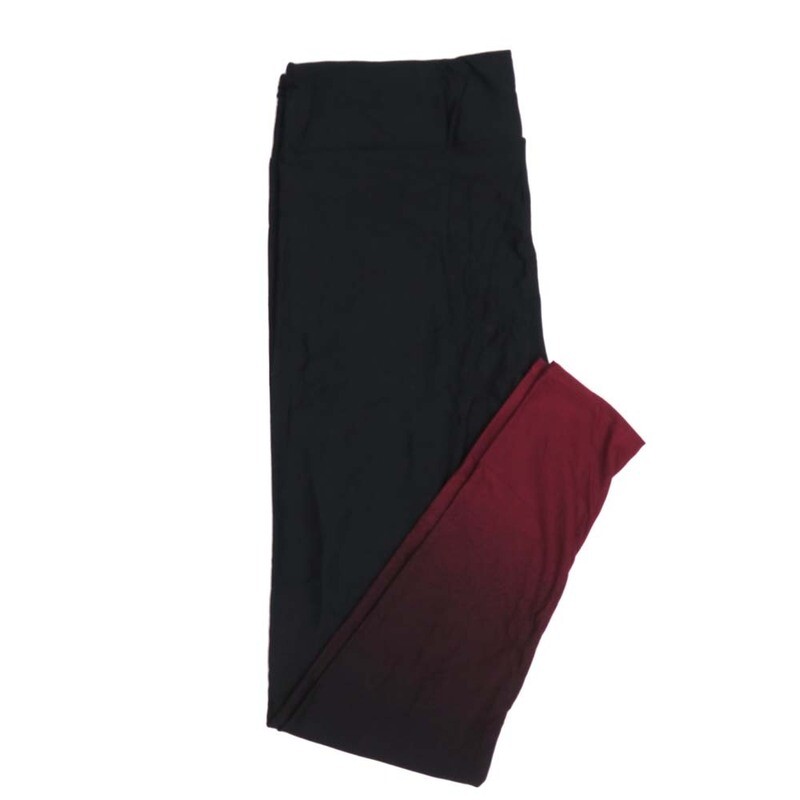 LuLaRoe One Size OS Valentines Solid Black Fading to Maroon at Ankles Womens Leggings fits Adults sizes 2-10  4454-B