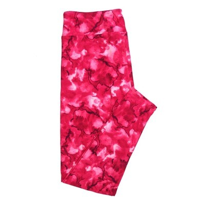 LuLaRoe Tween TW Valentines Batik Abstract Dye Pink Red Black Leggings fits Adult sizes 00-0 3407-A