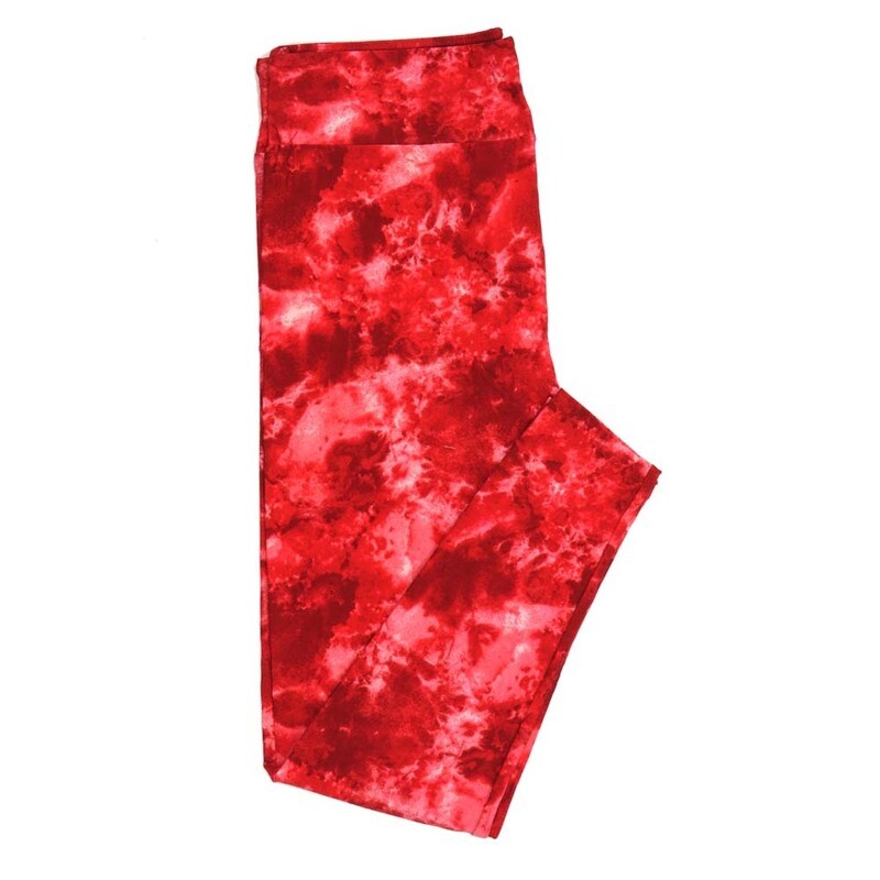 LuLaRoe Tween TW Valentines Batik Abstract Dye Pink Orangish Red Leggings fits Adult sizes 00-0  3410-C