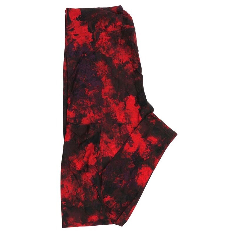 LuLaRoe Tween TW Valentines Batik Muted Dye Black Red Leggings fits Adult sizes 00-0  3405-D