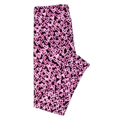 LuLaRoe Tween TW Valentines Glowing Hearts Maroon Pink Leggings fits Adult sizes 00-0 3406-E