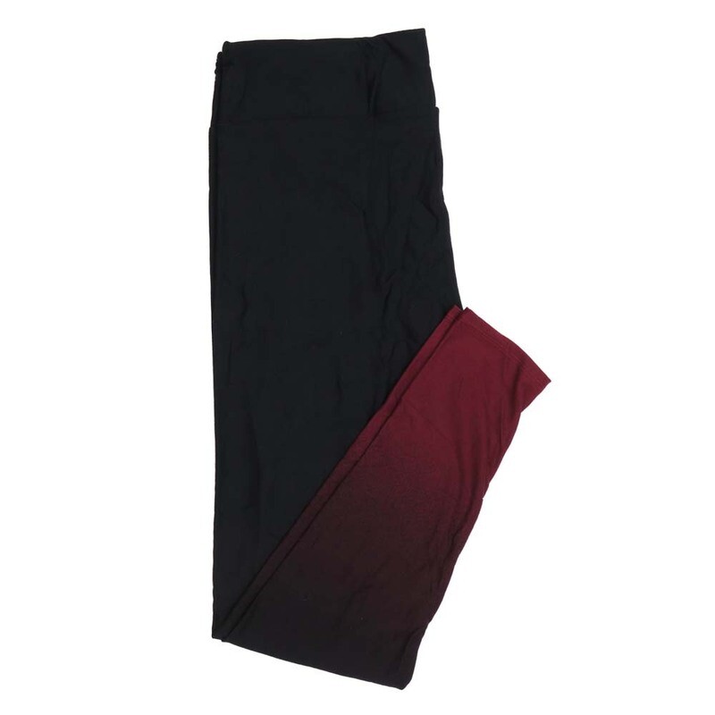 LuLaRoe Tween TW Valentines Solid Black Fading to Maroon at Ankles Leggings fits Adult sizes 00-0  3407-D