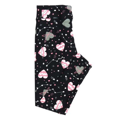 LuLaRoe Tween TW Valentines Space Hearts Zodiac Signs Big Dipper Constellations Black White Pink Stars Leggings fits Adult sizes 00-0 3405-E