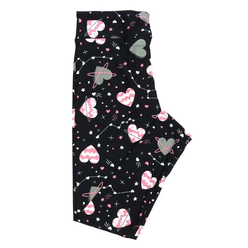 LuLaRoe Tween TW Valentines Space Hearts Zodiac Signs Big Dipper Constellations Black White Pink Stars Leggings fits Adult sizes 00-0  3405-E