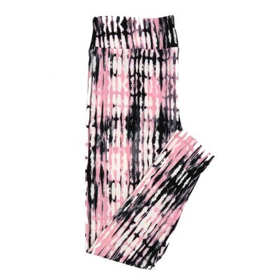 LuLaRoe Tween TW Valentines Tye Dye Stripe Black Pink White Leggings fits Adult sizes 00-0 3409-D