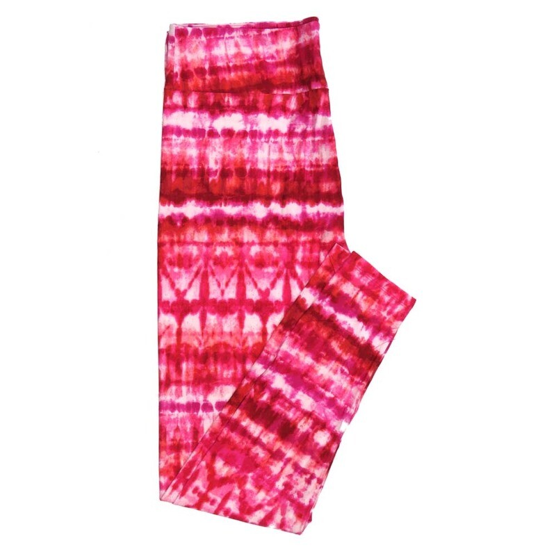 LuLaRoe Tween TW Valentines Tye Dye Stripe Pink Red Leggings fits Adult sizes 00-0  3410-E