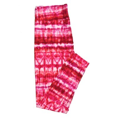 LuLaRoe One Size OS Valentines Tye Dye Stripe Pink Red Womens Leggings fits Adults sizes 2-10  4460-B