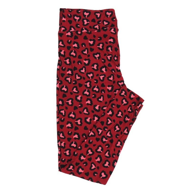 LuLaRoe TC2 TCTWO Valentines Animal Cheetah Print Pink Black Light Pink Leggings fits Adult sizes 18-26  9116-C