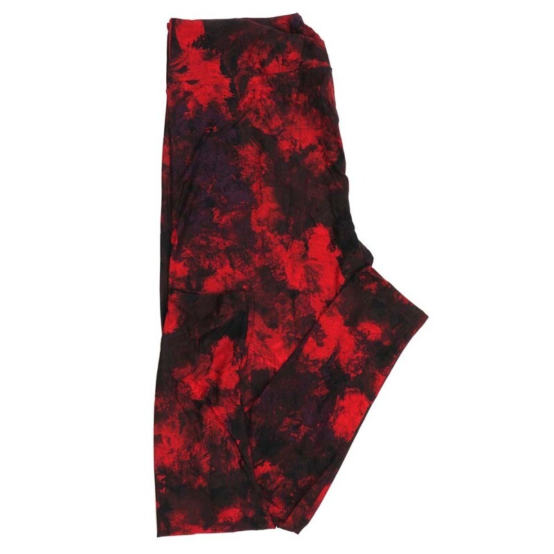 LuLaRoe TC2 TCTWO Valentines Batik Muted Dye Black Red Leggings fits Adult sizes 18-26  9114-B