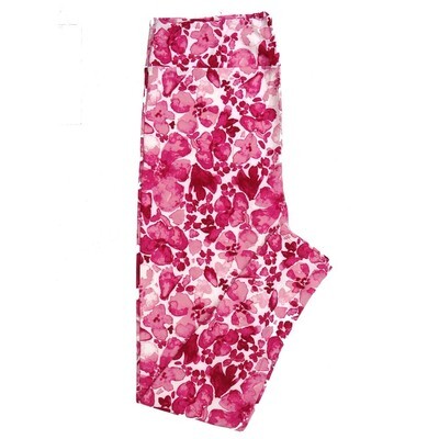 LuLaRoe TC2 TCTWO Valentines Floral Primrose Pink Red Magenta Leggings fits Adult sizes 18-26 9119-C