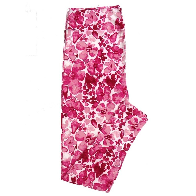 LuLaRoe TC2 TCTWO Valentines Floral Primrose Pink Red Magenta Leggings fits Adult sizes 18-26  9119-C