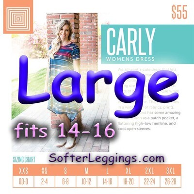 Carly Large L LuLaRoe Dress fits 14-16