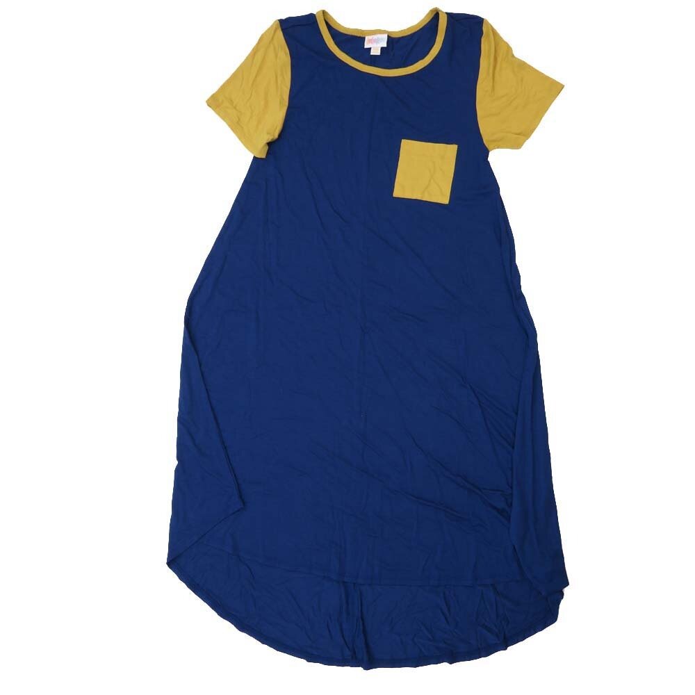 LuLaRoe CARLY a XX-Small XXS Solid Blue Mustard Swing Dress fits womens sizes 00-0  A-XXS-225  Retail $55