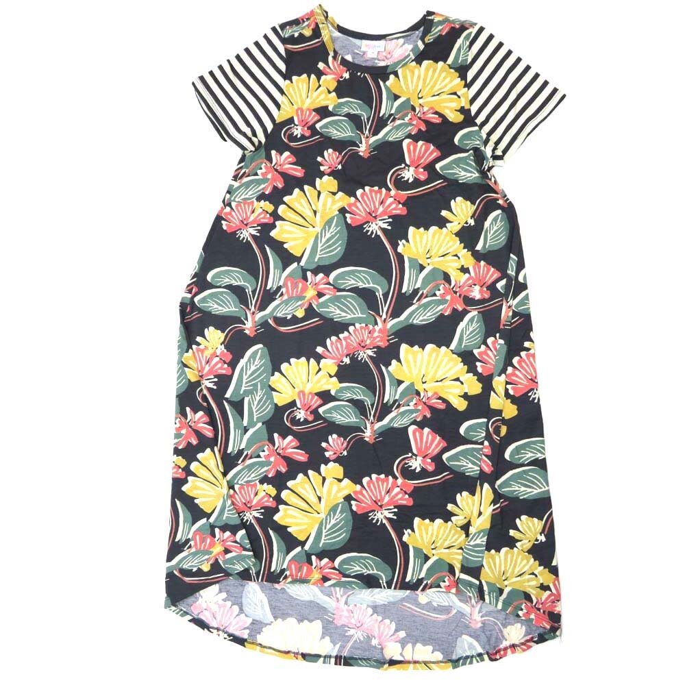 LuLaRoe CARLY d Medium (M) Floral Stripe Swing Dress fits womens sizes 10-12 D-MEDIUM-211 Retail $55
