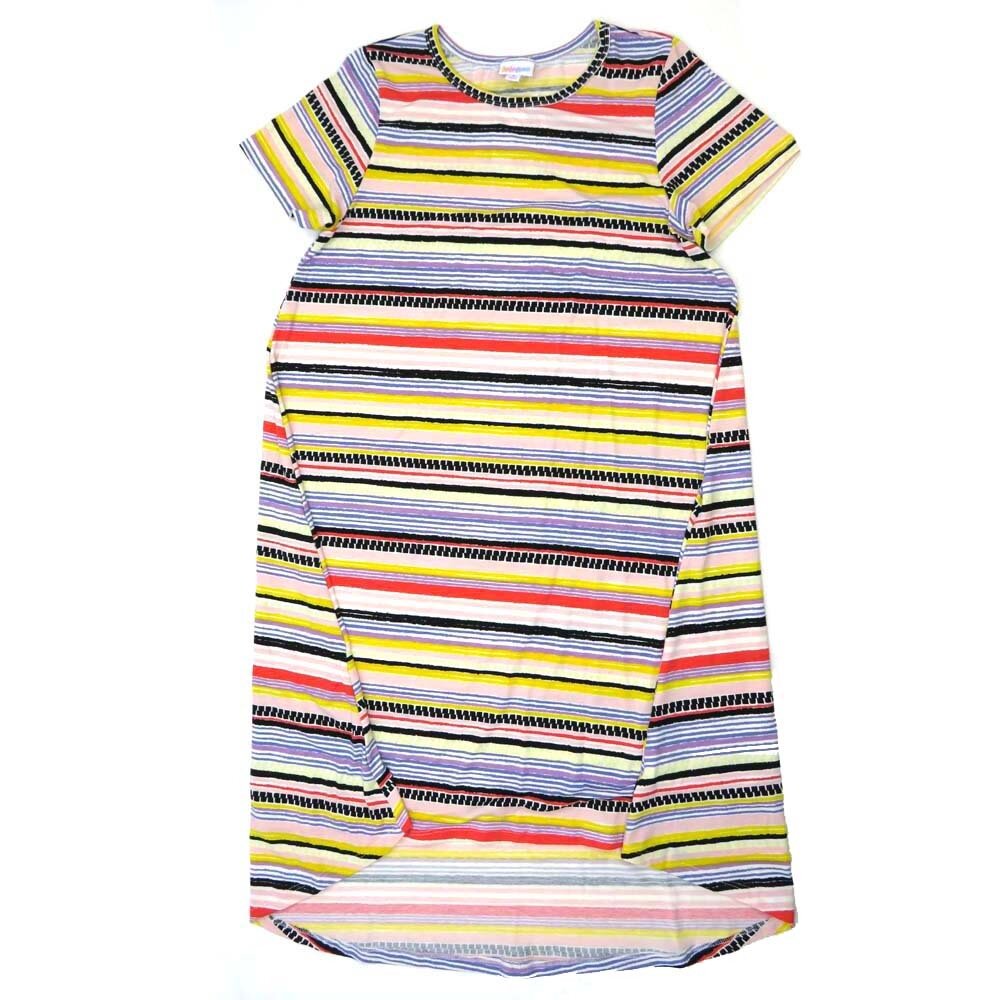 LuLaRoe CARLY d Medium (M) Stripe Rainbow Swing Dress fits womens sizes 10-12  D-MEDIUM-215  Retail $55