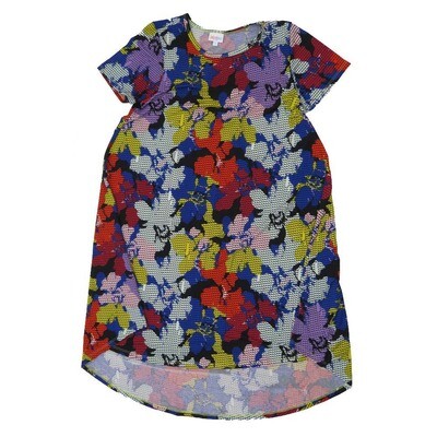 LuLaRoe CARLY c Small (S) Floral Zig Zag Stripe Swing Dress fits womens sizes 6-8 C-SMALL-205 Retail $55