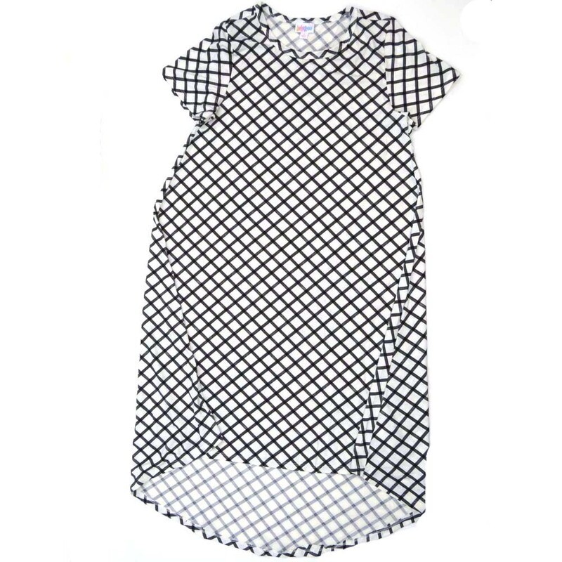 LuLaRoe CARLY c Small (S) Grid Black White Checkerboard Swing Dress fits womens sizes 6-8  C-SMALL-219  Retail $55