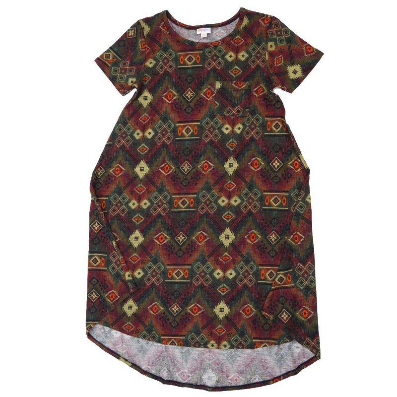 LuLaRoe CARLY a XX-Small XXS Geometric Aztek Southwestern Daimond pol Swing Dress fits womens sizes 00-0  A-XXS-205  Retail $55
