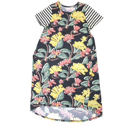 LuLaRoe CARLY d Medium (M) Floral Stripe Swing Dress fits womens sizes 10-12 D-MEDIUM-211 Retail $55