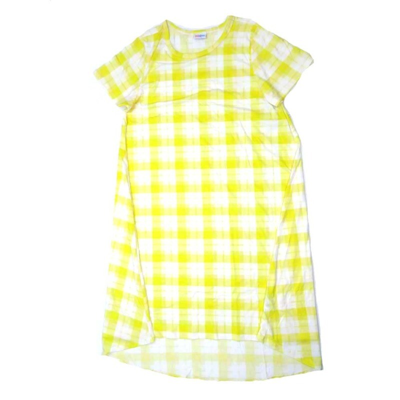 LuLaRoe CARLY g XX-Large (2XL) Plaid Stripe Yellow White Swing Dress fits womens sizes 22-24  G-2XL-203-B  Retail $55