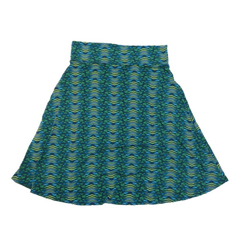LuLaRoe AZURE h XXX-Large 3XL Psychedelic 70s Chevrons A-Line Knee Length Skirt 3XL-210 fits Adult sizes 22-24