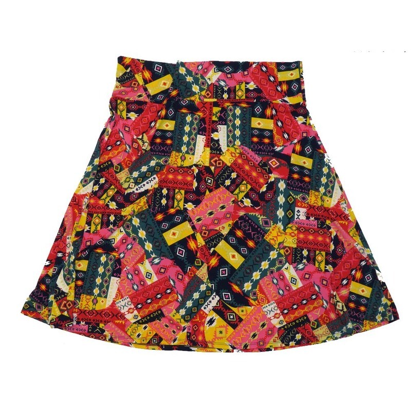 LuLaRoe AZURE h XXX-Large 3XL Patchwork Diamond Geometric A-Line Knee Length Skirt 3XL-205 fits Adult sizes 22-24