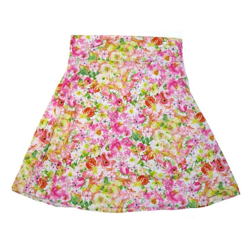 LuLaRoe AZURE h XXX-Large 3XL Floral Roses Hybiscus A-Line Knee Length Skirt 3XL-207 fits Adult sizes 22-24