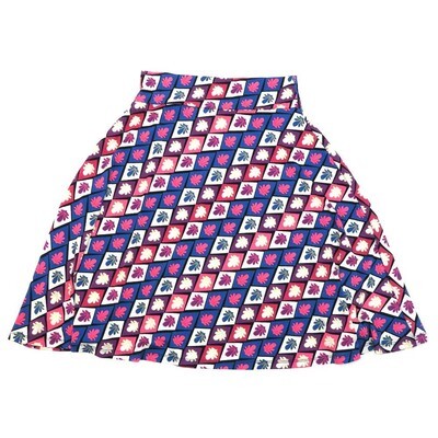 LuLaRoe AZURE a Kids 12 Fleur de Lis Checkerboard A-Line Knee Length Skirt KIDS-12-201 fits kids size 12