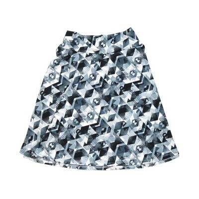 LuLaRoe AZURE a Kids 10 Geometric 70s Trippy black Gray White A-Line Knee Length Skirt KIDS-10-201 fits kids size 10