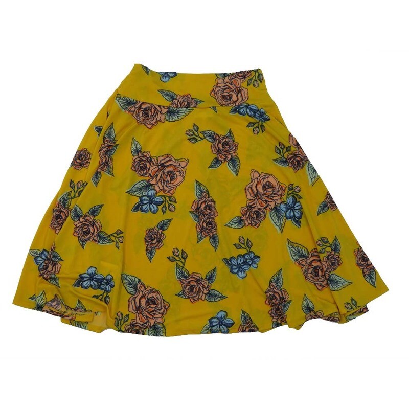 LuLaRoe AZURE a Kids 12 Floral Roses A-Line Knee Length Skirt KIDS-12-202 fits kids size 12