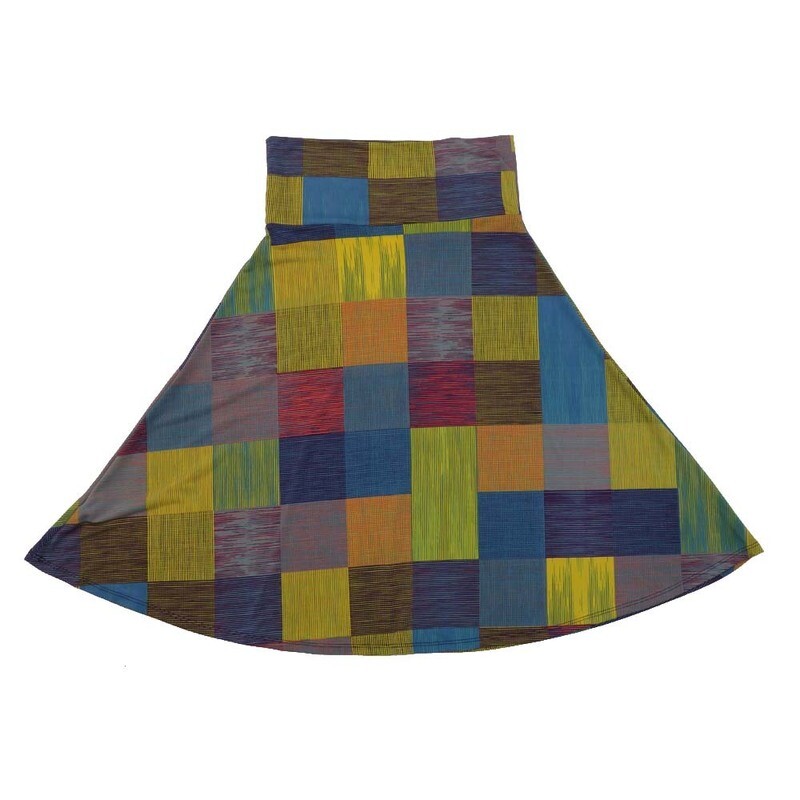 LuLaRoe AZURE b X-Small XS Checkerboard Multicolor A-Line Knee Length Skirt XS-206 fits Adult sizes 00-0
