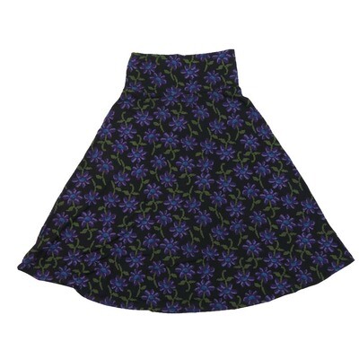 LuLaRoe AZURE b X-Small XS Floral Clematis A-Line Knee Length Skirt XS-208 fits Adult sizes 00-0