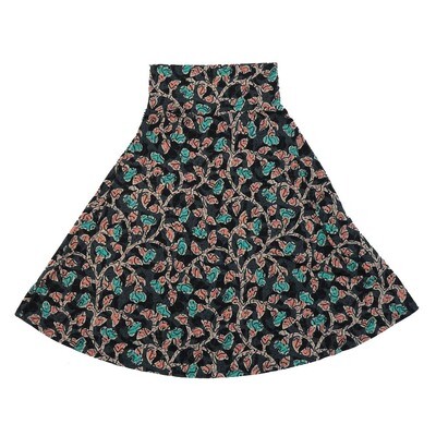 LuLaRoe AZURE b X-Small XS Floral Vines Polka Dots A-Line Knee Length Skirt XS-201 fits Adult sizes 00-0