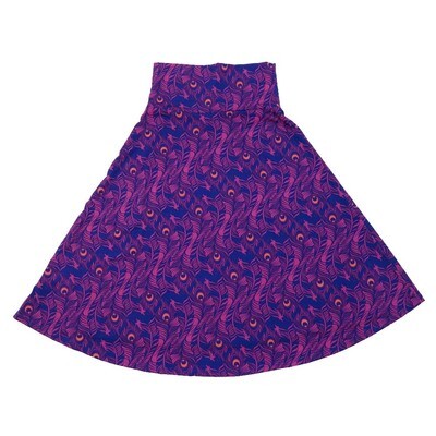 LuLaRoe AZURE b X-Small XS Peacock Feather Purple A-Line Knee Length Skirt XS-220 fits Adult sizes 00-0