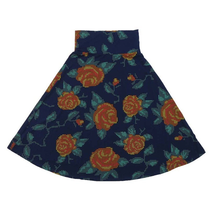 LuLaRoe AZURE b X-Small XS Roses Polka Dot A-Line Knee Length Skirt XS-216 fits Adult sizes 00-0