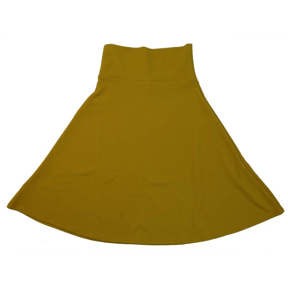 LuLaRoe AZURE c Small  S Solid Mustard Yellow A-Line Knee Length Skirt SMALL-208 fits Adult sizes 2-4