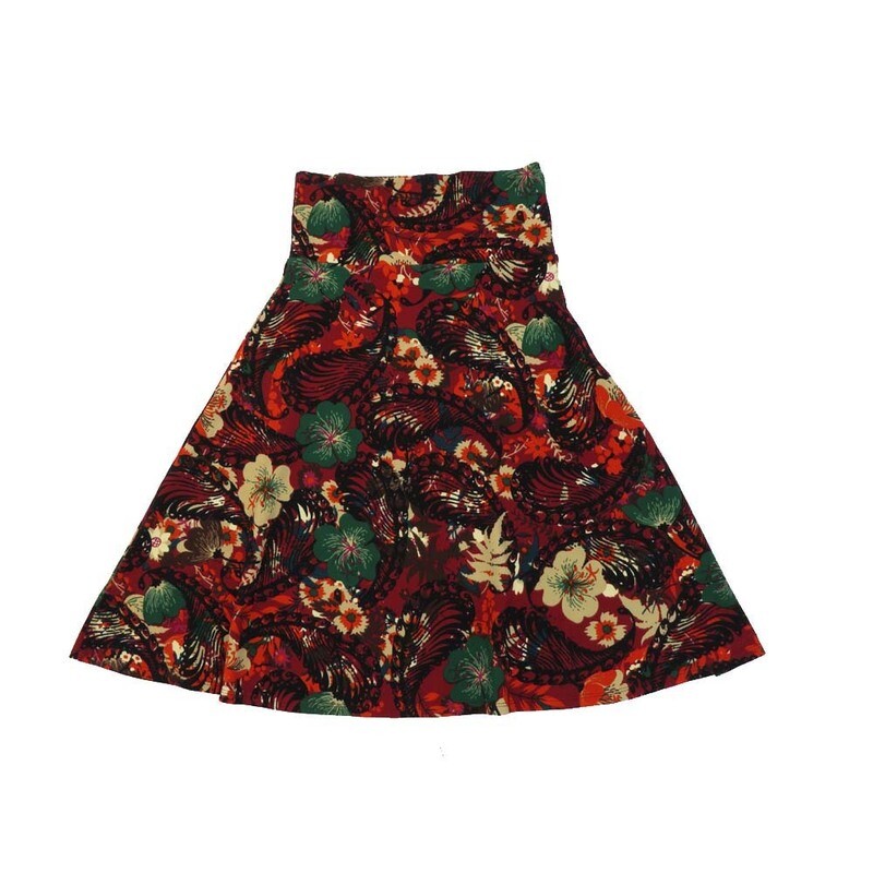 LuLaRoe AZURE c Small  S Paisley Floral A-Line Knee Length Skirt SMALL-219 fits Adult sizes 2-4