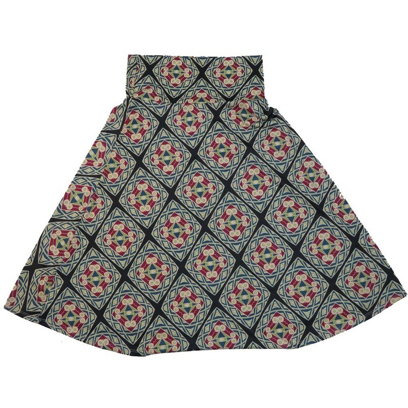LuLaRoe AZURE c Small  S Psychedelic 70s Diamonds A-Line Knee Length Skirt SMALL-213 fits Adult sizes 2-4