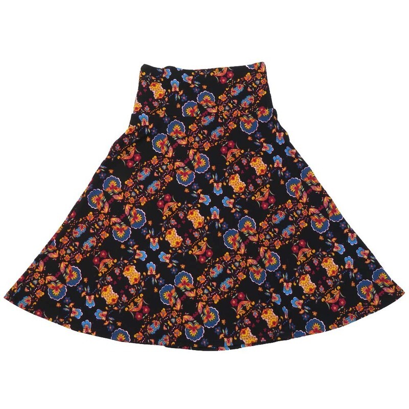 LuLaRoe AZURE c Small  S Trippy Floral A-Line Knee Length Skirt SMALL-211 fits Adult sizes 2-4